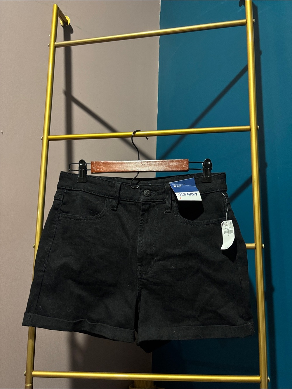 Old Navy Black Rolled-Hem Denim Shorts